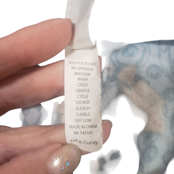 LuLaRoe Tall & Curvy Leggings Womens Blue Fish Pattern Ocean Stretch Pull On - Picture 6 of 10